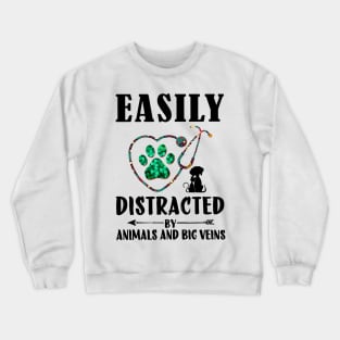 Easily Distracted By Animals And Big Veins Crewneck Sweatshirt